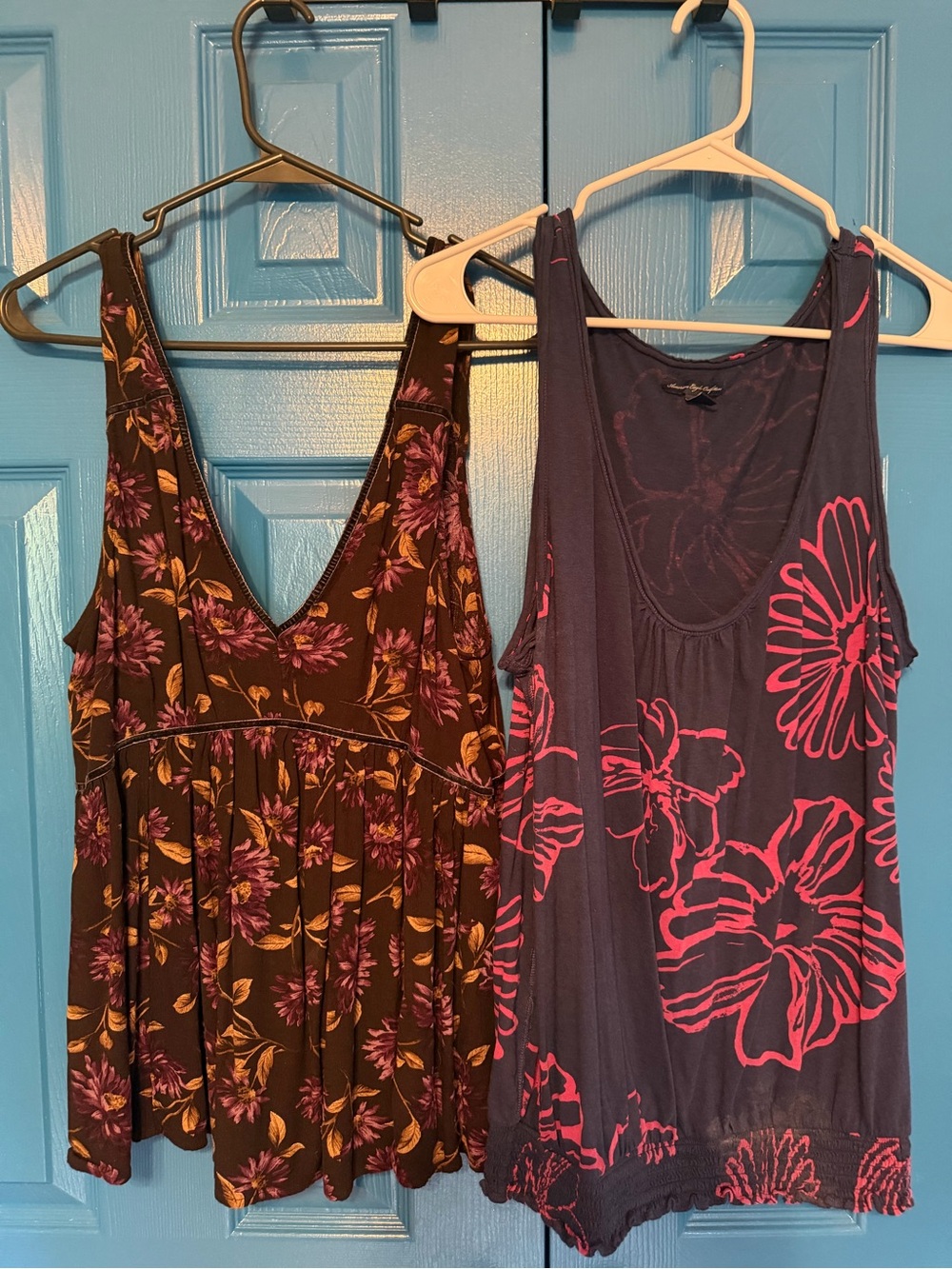 American Eagle Outfitters Navy Tank Top with Pink Accent